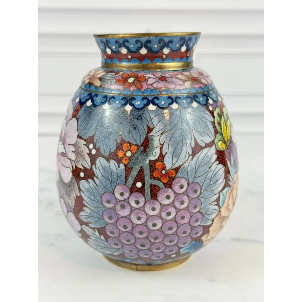 Vintage Brass Chinese Cloisonné 5 1/2